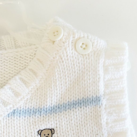 NWT Carter's 6 M V-neck Sweater Vest White Stripes - Picture 3 of 6